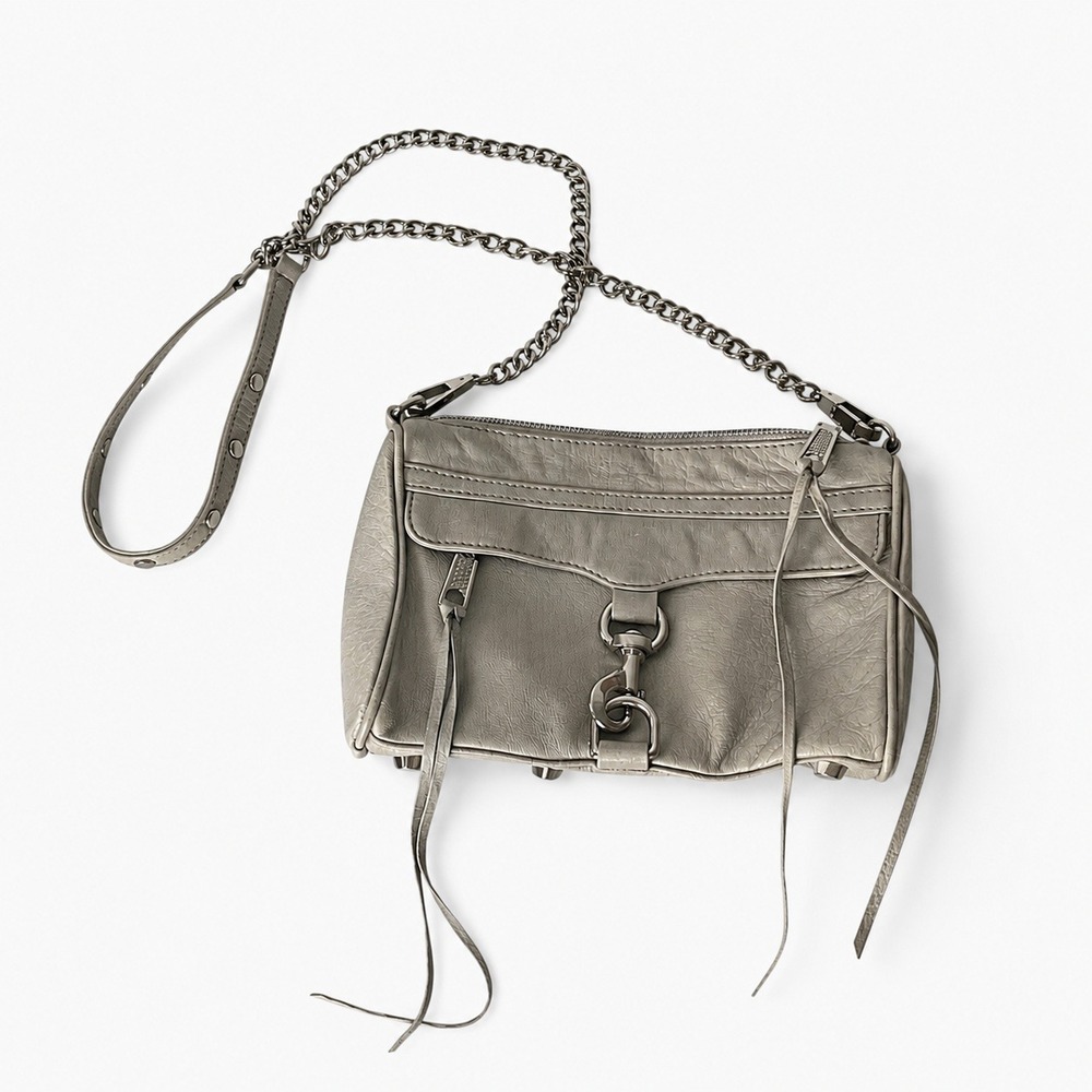 Rebecca Minkoff Mini MAC‎ Crossbody Bag Gray Leather Chain Purse Handbag